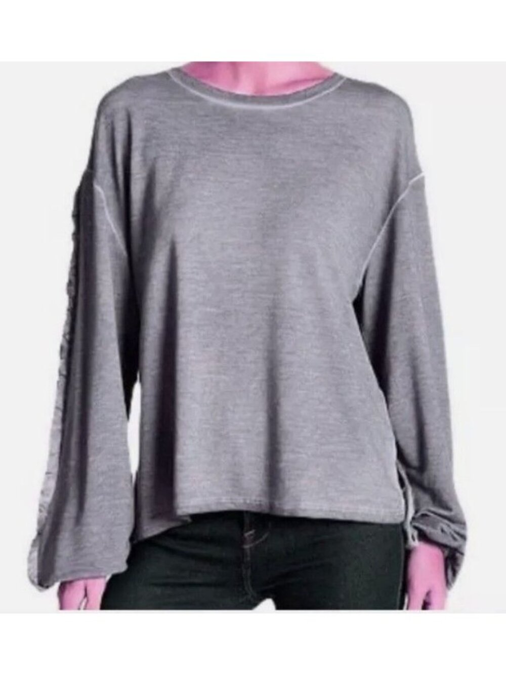 Dantelle‎ Women's Gray Oil Dye Sweatshirt Pullover Top Size Small NWT - Picture 2 of 16
